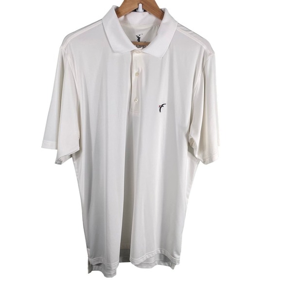 F & G Tech Golf White Polo Performance Short Sleeve Outdoor Men Shirt Size XL - Picture 2 of 8